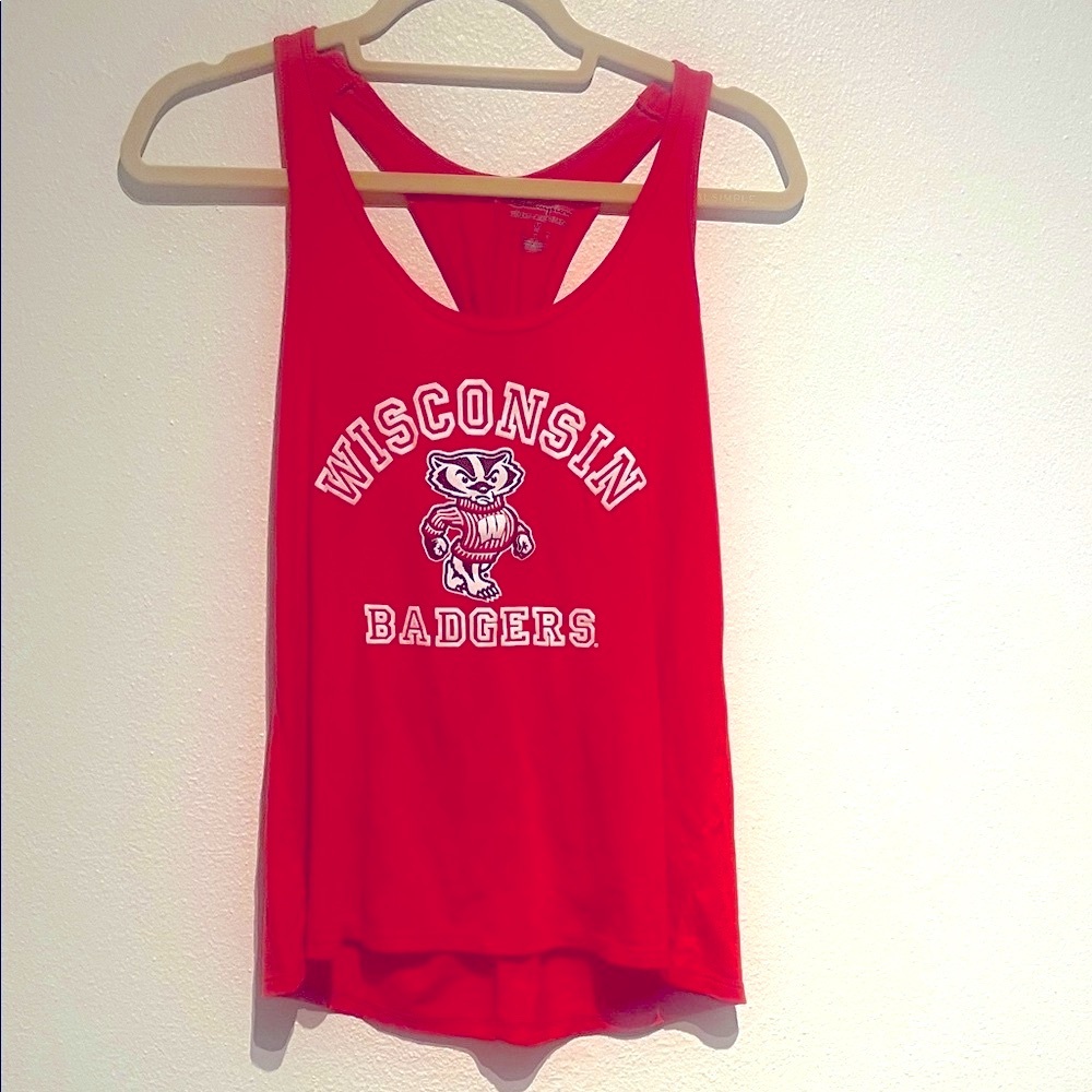 Champion University of Wisconsin Badgers Red Badger Logo Racerback Tank Top